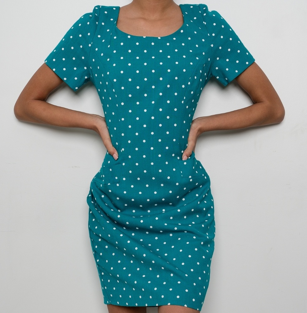 Turquoise Polka Dot Dress!